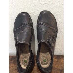 Earth Origins Size 9.5 Leather Slip On Elsie VNC Loafer Womens Black Welltek